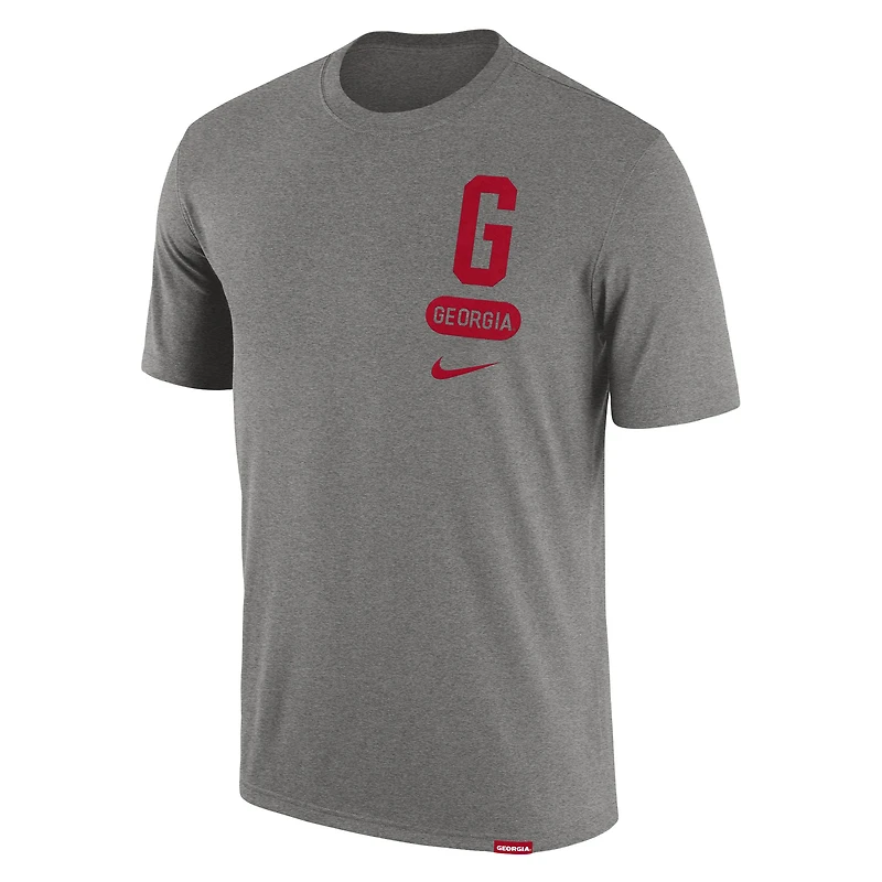 T-shirt à trois mélanges Campus Letterman des Bulldogs de Géorgie Nike pour homme, gris chiné