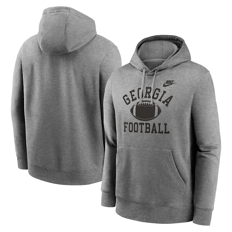Sweat à capuche en polaire Nike Georgia Bulldogs Legacy Football Icon Club pour homme, gris chiné