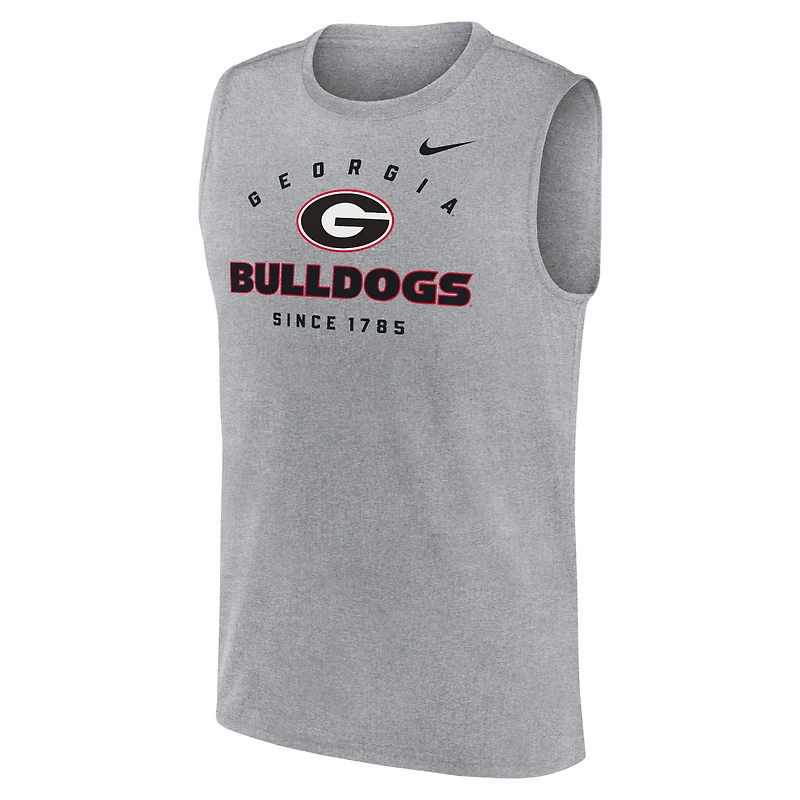 Men's Nike Heather Gray Georgia Bulldogs Primetime Legend Dri-FIT Muscle Tank Top