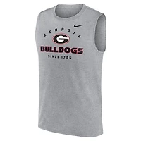 Men's Nike Heather Gray Georgia Bulldogs Primetime Legend Dri-FIT Muscle Tank Top