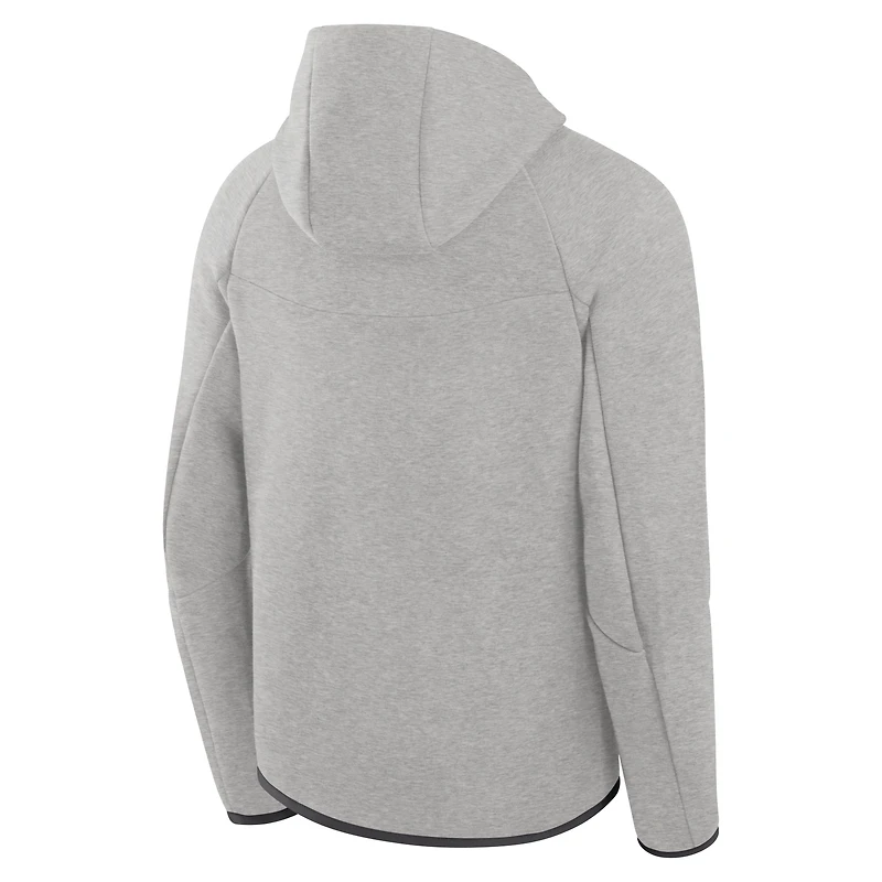 Sweat à capuche zippé Nike Tech Fleece Georgia Bulldogs gris chiné pour homme