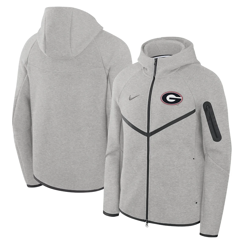 Men's Nike Heather Gray Georgia Bulldogs Tech Fleece Full-Zip Windrunner Hoodie