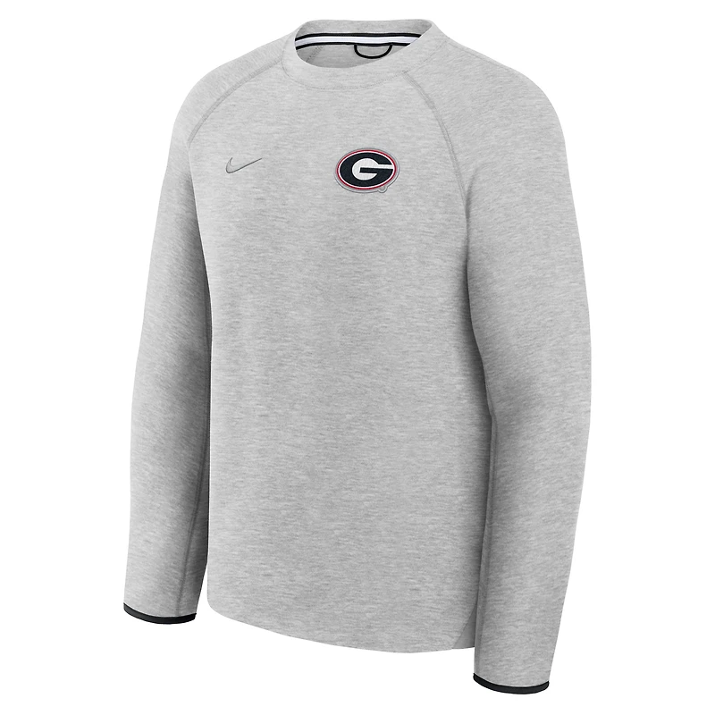 Sweat-shirt raglan Nike Georgia Bulldogs Tech Fleece gris chiné pour homme