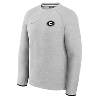 Sweat-shirt raglan Nike Georgia Bulldogs Tech Fleece gris chiné pour homme