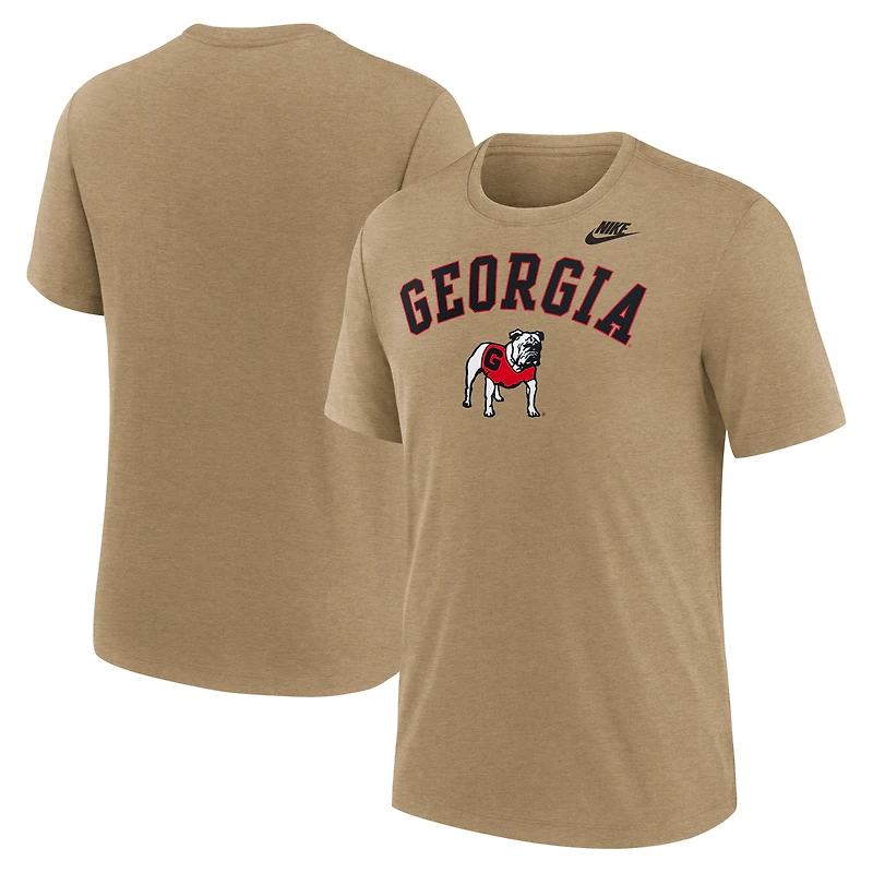 Men's Nike Heather Light Brown Georgia Bulldogs Legacy Arch Tri-Blend T-Shirt