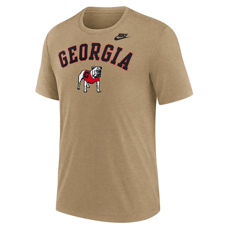 Men's Nike Heather Light Brown Georgia Bulldogs Legacy Arch Tri-Blend T-Shirt