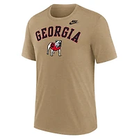 Men's Nike Heather Light Brown Georgia Bulldogs Legacy Arch Tri-Blend T-Shirt
