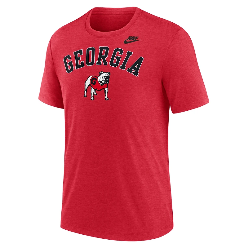 T-shirt Nike rouge chiné Georgia Bulldogs Legacy Arch Tri-Blend pour homme