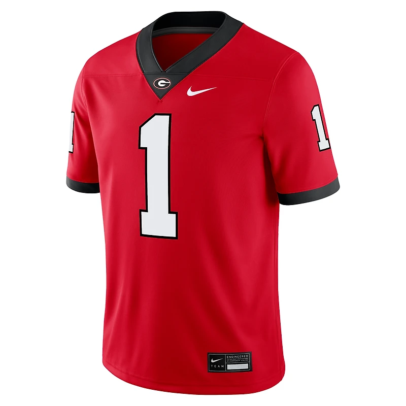 Men's Nike #1 White Georgia Bulldogs Game Jersey