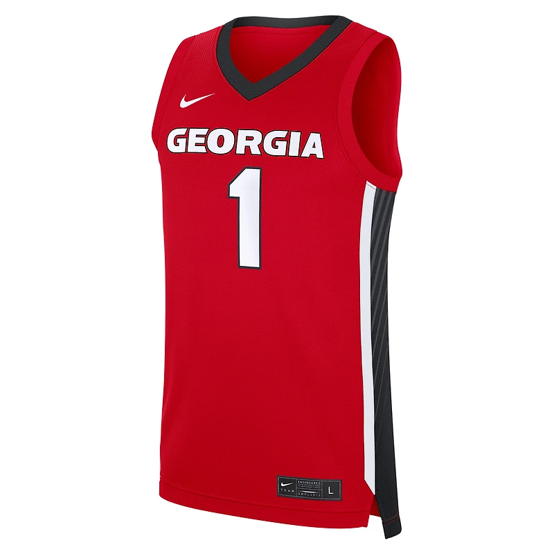 Men's Nike #1 Red Georgia Bulldogs Road Replica Jersey