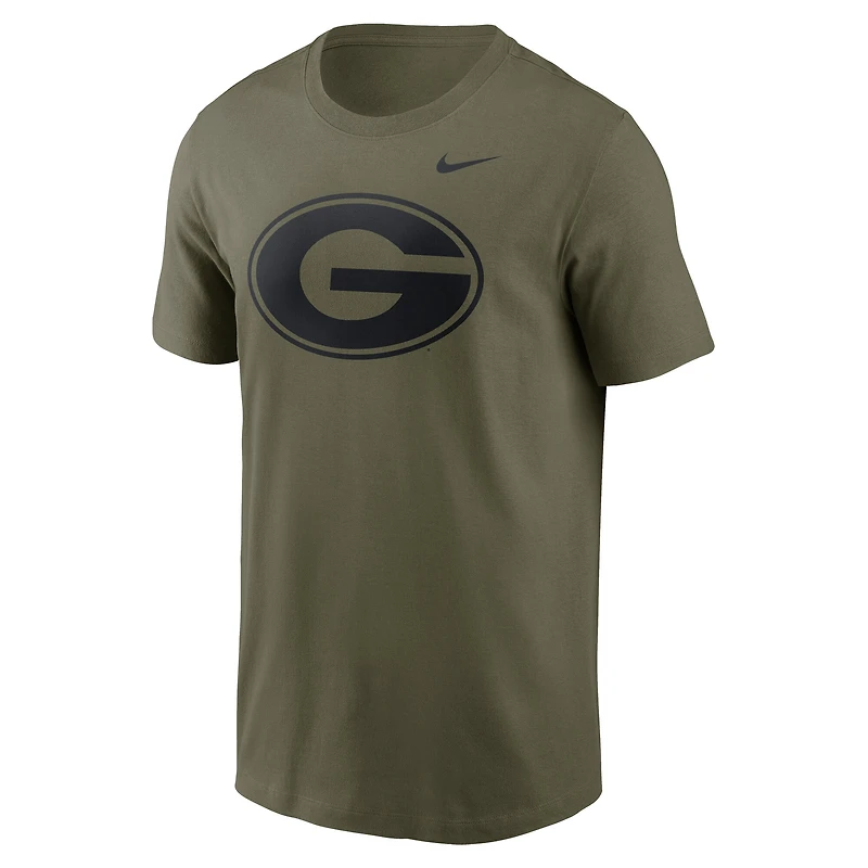 Men's Nike Olive Georgia Bulldogs 2024 Military Appreciation Tonal Logo Performance T-Shirt