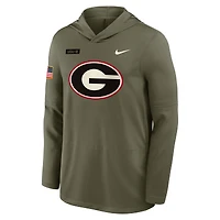 T-shirt à capuche et manches longues Nike Olive Georgia Bulldogs 2025 Military Appreciation Dri-FIT pour homme