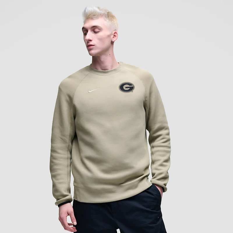 Sweat-shirt raglan Nike Tech Fleece olive Georgia Bulldogs pour homme