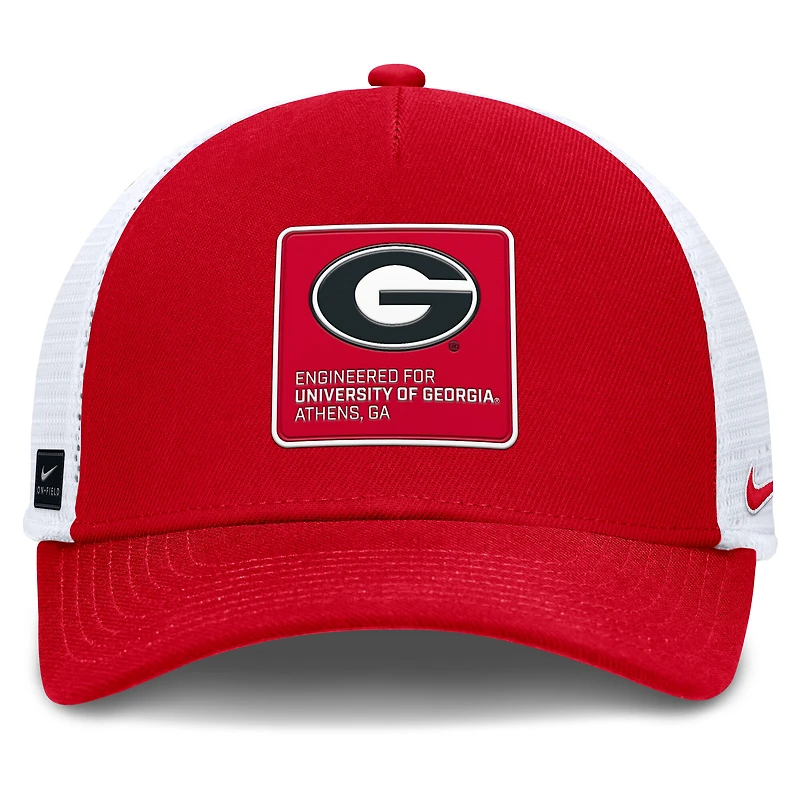 Men's Nike  Red/White Georgia Bulldogs 2025 On-Field Rise Engineered Trucker Adjustable Hat