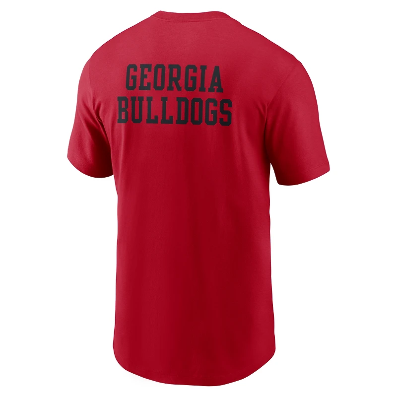 T-shirt Nike rouge Georgia Bulldogs 2-Hit Stacked pour homme