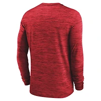 T-shirt Nike rouge à manches longues Georgia Bulldogs Sideline Velocity Dri-FIT pour homme