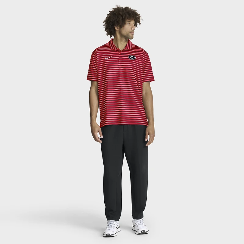 Polo Nike rouge Georgia Bulldogs 2025 Coaches Premium Tour Stripe Dri-FIT pour homme