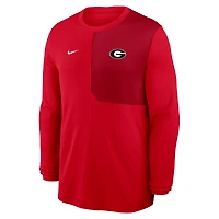 Maillot Nike rouge Georgia Bulldogs 2025 Sideline Coach UV Dri-FIT à manches longues pour homme