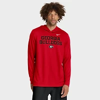 T-shirt à capuche et manches longues Nike rouge Georgia Bulldogs 2025 Sideline Dri-FIT pour homme