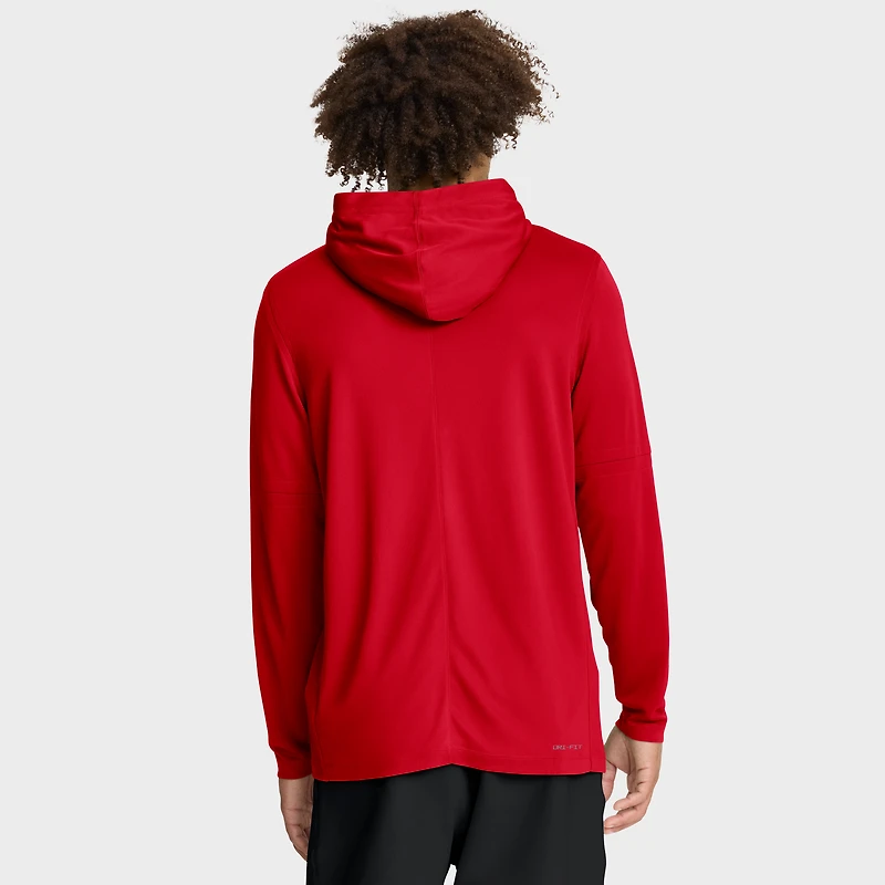 T-shirt à capuche et manches longues Nike rouge Georgia Bulldogs 2025 Sideline Dri-FIT pour homme