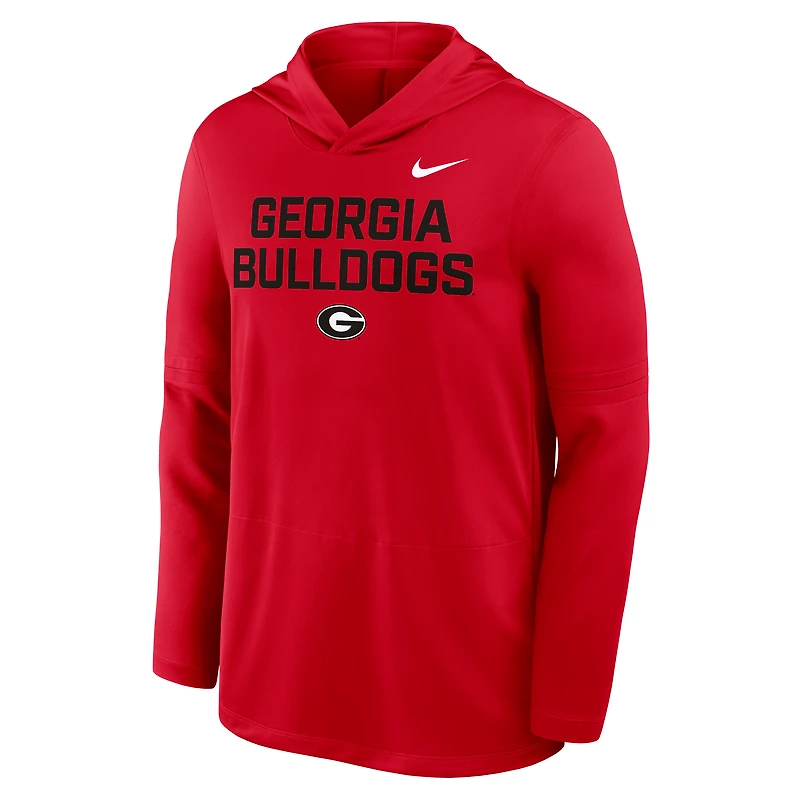 T-shirt à capuche et manches longues Nike rouge Georgia Bulldogs 2025 Sideline Dri-FIT pour homme