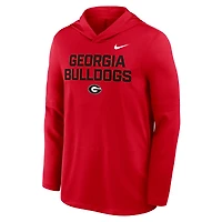 T-shirt à capuche et manches longues Nike rouge Georgia Bulldogs 2025 Sideline Dri-FIT pour homme