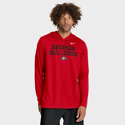 T-shirt à capuche et manches longues Nike rouge Georgia Bulldogs 2025 Sideline Dri-FIT pour homme