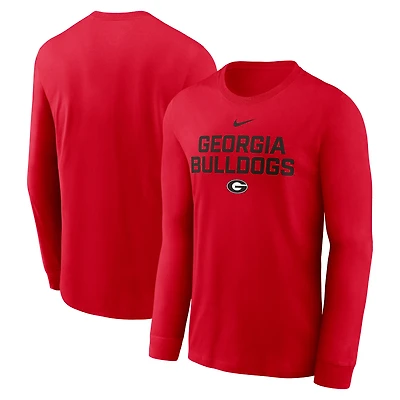 T-shirt Nike rouge à manches longues Georgia Bulldogs 2025 Sideline Dri-FIT pour homme
