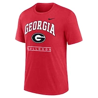 Men's Nike Red Georgia Bulldogs Arch Over Logo Tri-Blend T-Shirt
