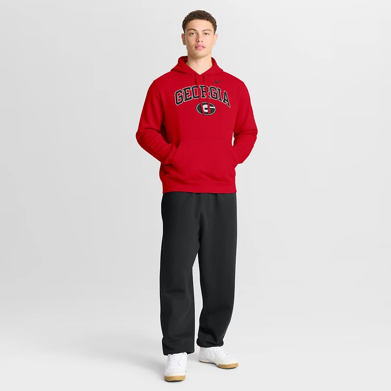 Men's Nike Red Georgia Bulldogs Club Fleece Arch Pullover Hoodie