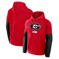 Men's Nike Red Georgia Bulldogs Fitness Raglan Performance Pullover Hoodie