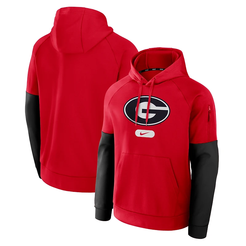 Sweat à capuche Nike Red Georgia Bulldogs Fitness Raglan Performance pour homme