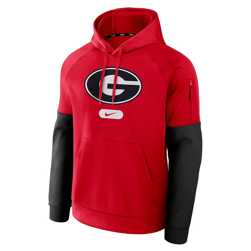 Men's Nike Red Georgia Bulldogs Fitness Raglan Performance Pullover Hoodie