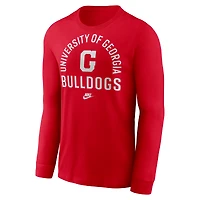 Men's Nike Red Georgia Bulldogs Legacy Arched Logo Long Sleeve T-Shirt