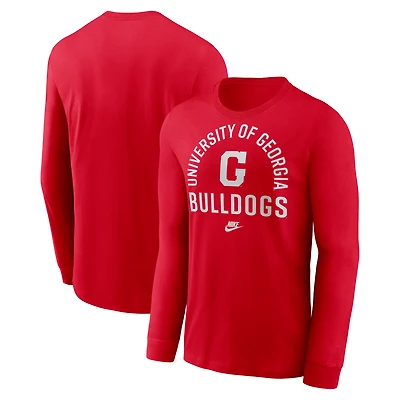 T-shirt à manches longues Nike Georgia Bulldogs Legacy Arched Logo pour homme, rouge