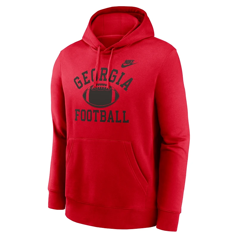 Men's Nike Red Georgia Bulldogs Legacy Football Icon Club Fleece Pullover Hoodie