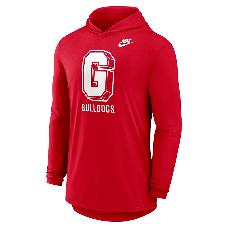 Men's Nike Red Georgia Bulldogs Legacy Tri-Blend Dri-FIT Long Sleeve Hoodie T-Shirt