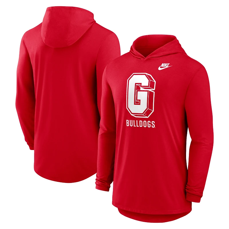 T-shirt à capuche manches longues Nike Georgia Bulldogs Legacy Tri-Blend Dri-FIT pour homme
