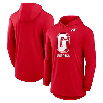 T-shirt à capuche manches longues Nike Georgia Bulldogs Legacy Tri-Blend Dri-FIT pour homme