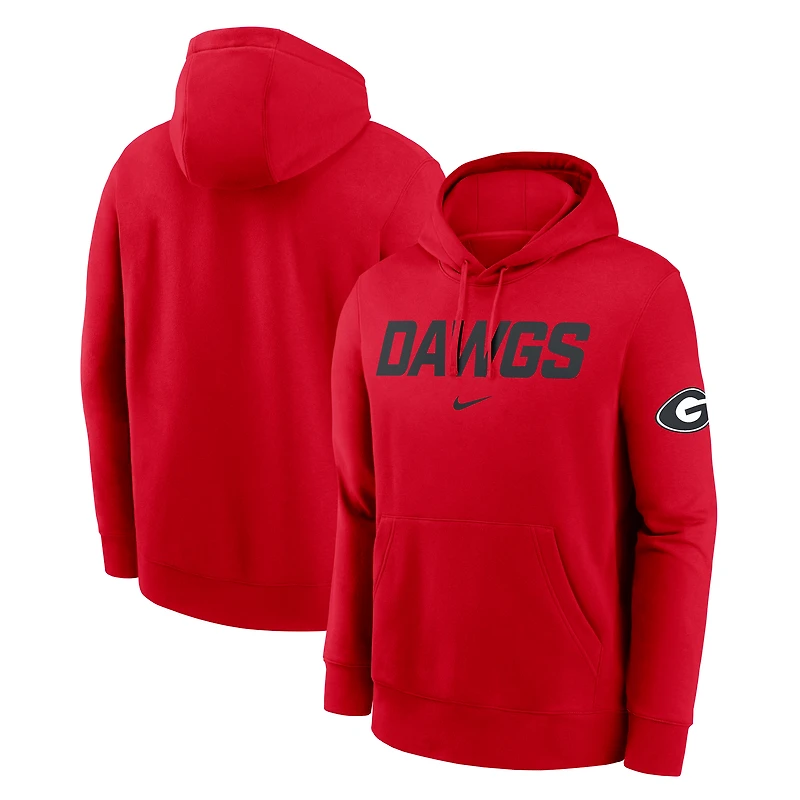 Sweat à capuche en molleton Nike rouge Georgia Bulldogs Nickname Club pour homme