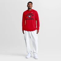 Men's Nike Red Georgia Bulldogs Primetime Arch Tri-Blend Dri-FIT Long Sleeve Hooded T-Shirt