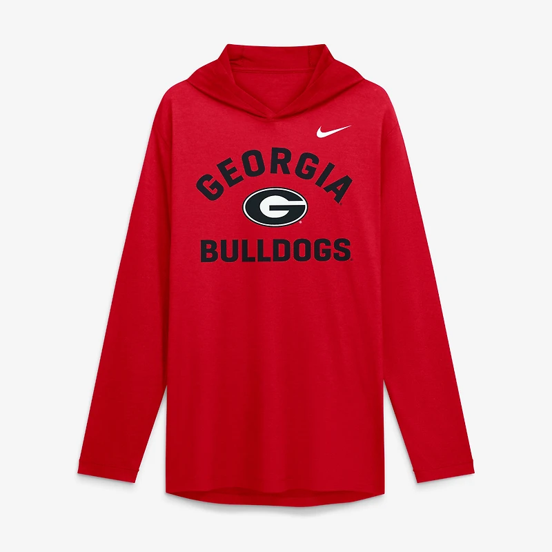 Men's Nike Red Georgia Bulldogs Primetime Arch Tri-Blend Dri-FIT Long Sleeve Hooded T-Shirt