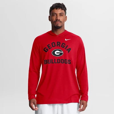 T-shirt à capuche manches longues Nike rouge Georgia Bulldogs Primetime Arch Tri-Blend Dri-FIT pour homme