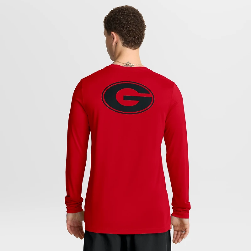 Men's Nike Red Georgia Bulldogs Primetime Campus 2-Hit Legend Dri-FIT Long Sleeve T-Shirt