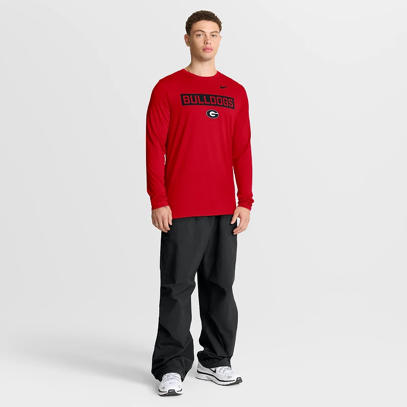 Men's Nike Red Georgia Bulldogs Primetime Campus 2-Hit Legend Dri-FIT Long Sleeve T-Shirt