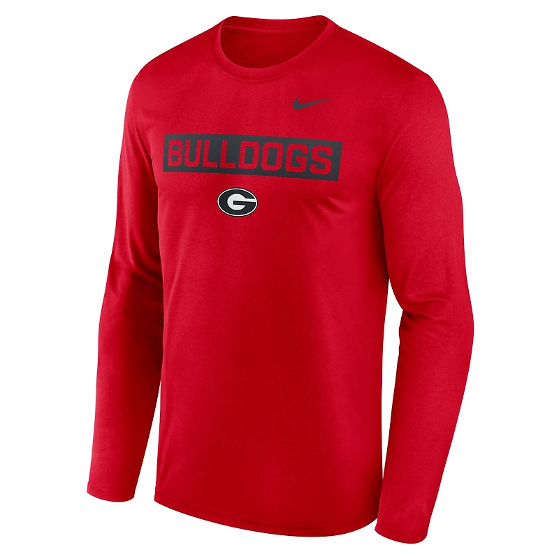 Men's Nike Red Georgia Bulldogs Primetime Campus 2-Hit Legend Dri-FIT Long Sleeve T-Shirt