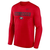 Men's Nike Red Georgia Bulldogs Primetime Campus 2-Hit Legend Dri-FIT Long Sleeve T-Shirt