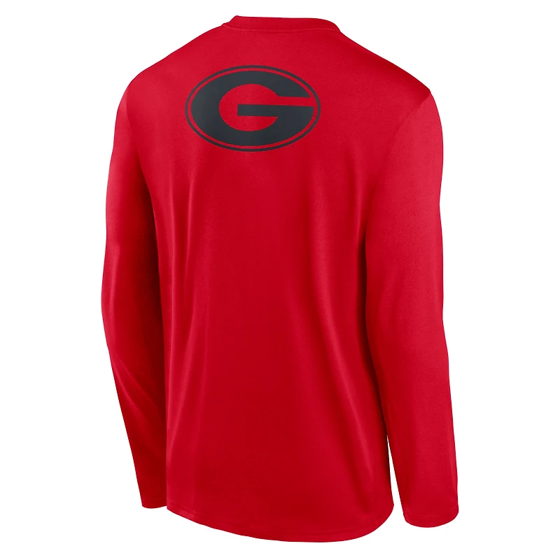 Men's Nike Red Georgia Bulldogs Primetime Campus 2-Hit Legend Dri-FIT Long Sleeve T-Shirt