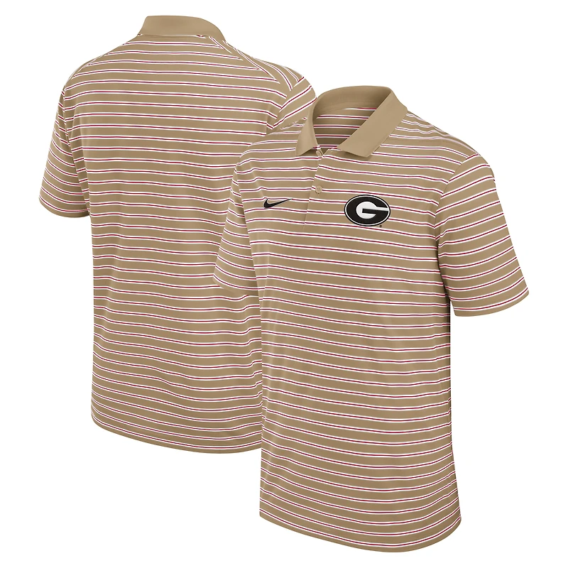 Polo Nike Tan Georgia Bulldogs Athletic Prep à rayures Dri-FIT pour homme