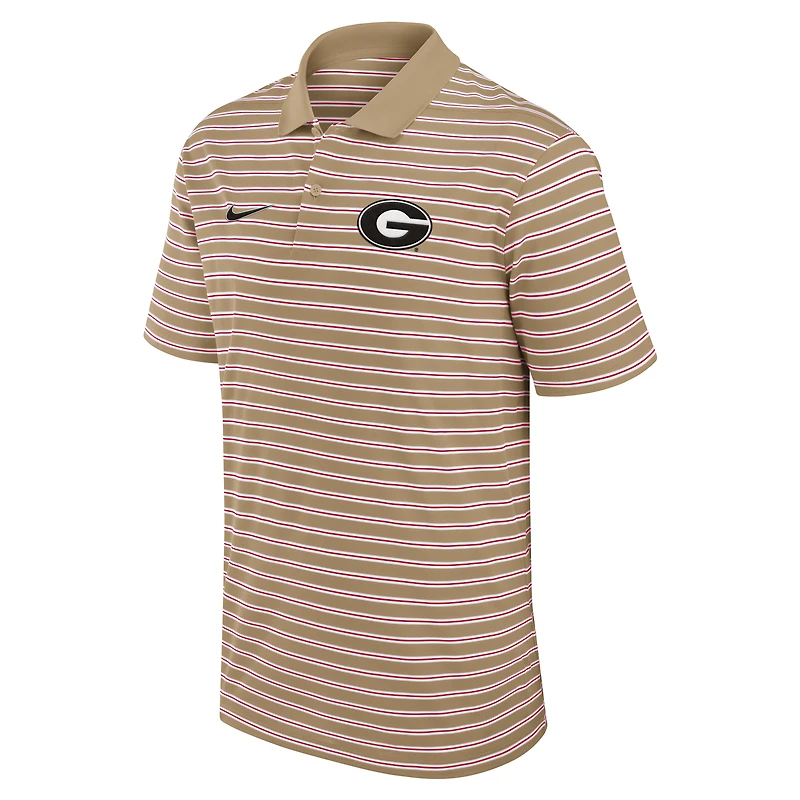 Men's Nike Tan Georgia Bulldogs Athletic Prep Striped Dri-FIT Polo